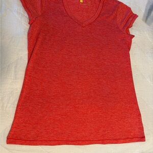 Xersion Red and White Striped Short Sleeve Tee